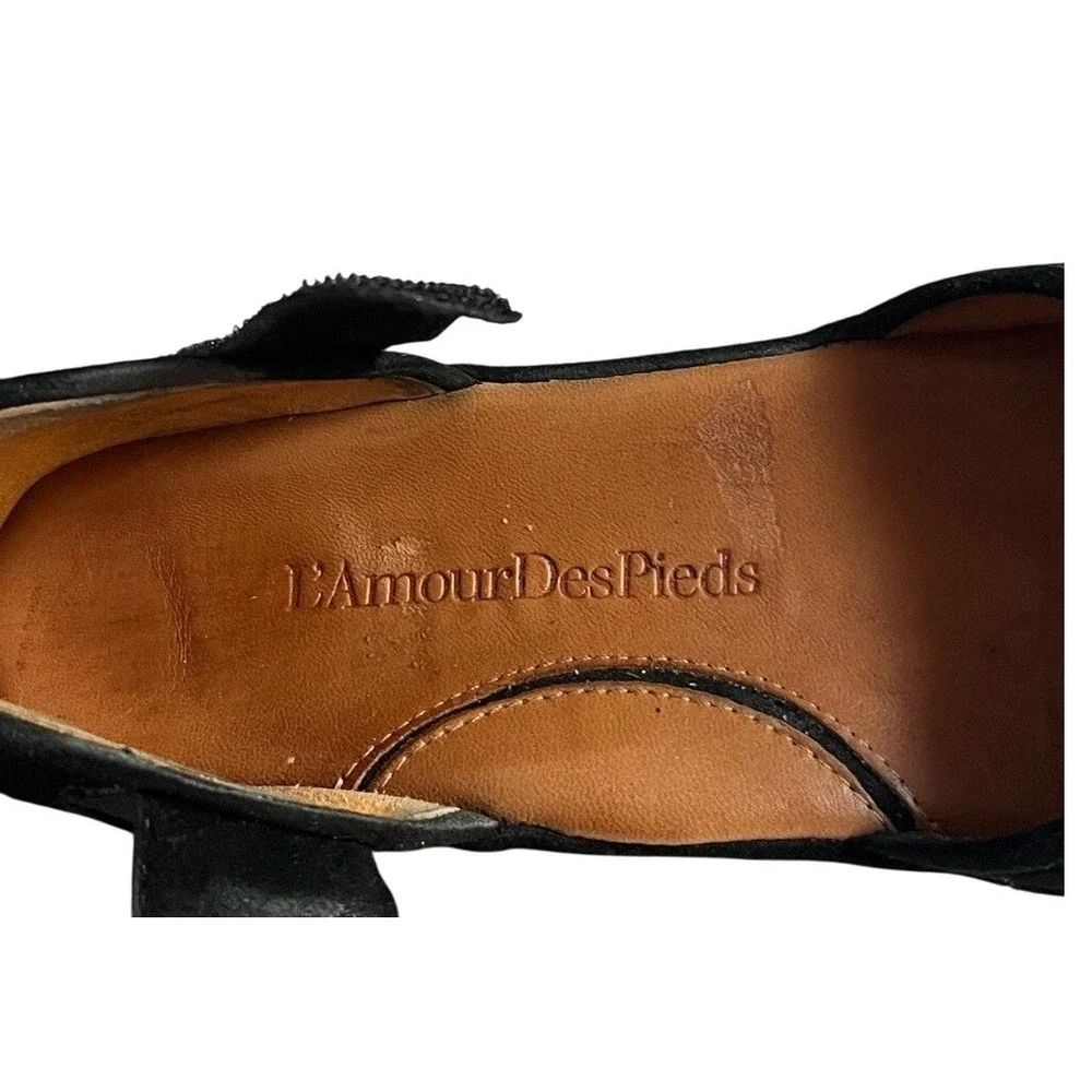 L'Amour Des Pieds Amadour Peep Toe Wedge shoe black suede sandal leather 7 comfy
